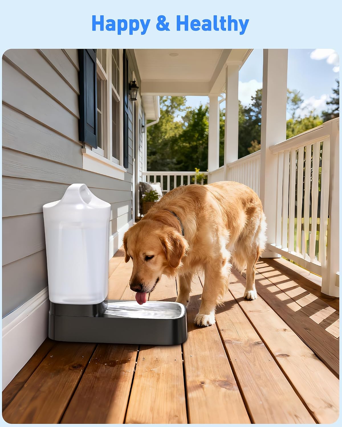 Automatic Dog Water Bowl Dispenser - 2.4 Gallon Gravity Pet Water Dispenser with 304 Stainless Steel Bowl, Dog Auto Feeders Bowls Self Waterer, Easy-Carry Handle for Large Dogs & Cats, Multi-Pet Home