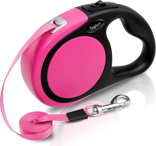 Retractable Dog Leash, One-Handed Brake, 16ft, Up to 44 lbs, Pink