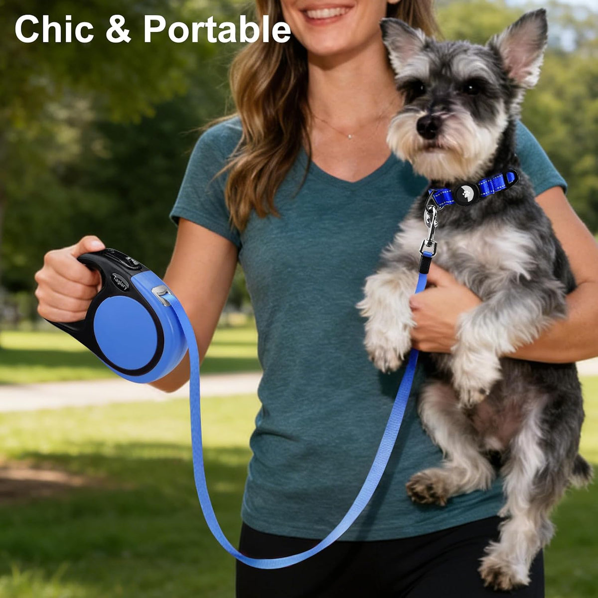 Retractable Dog Leash, One-Handed Brake, 16ft, Up to 44 lbs, Pink
