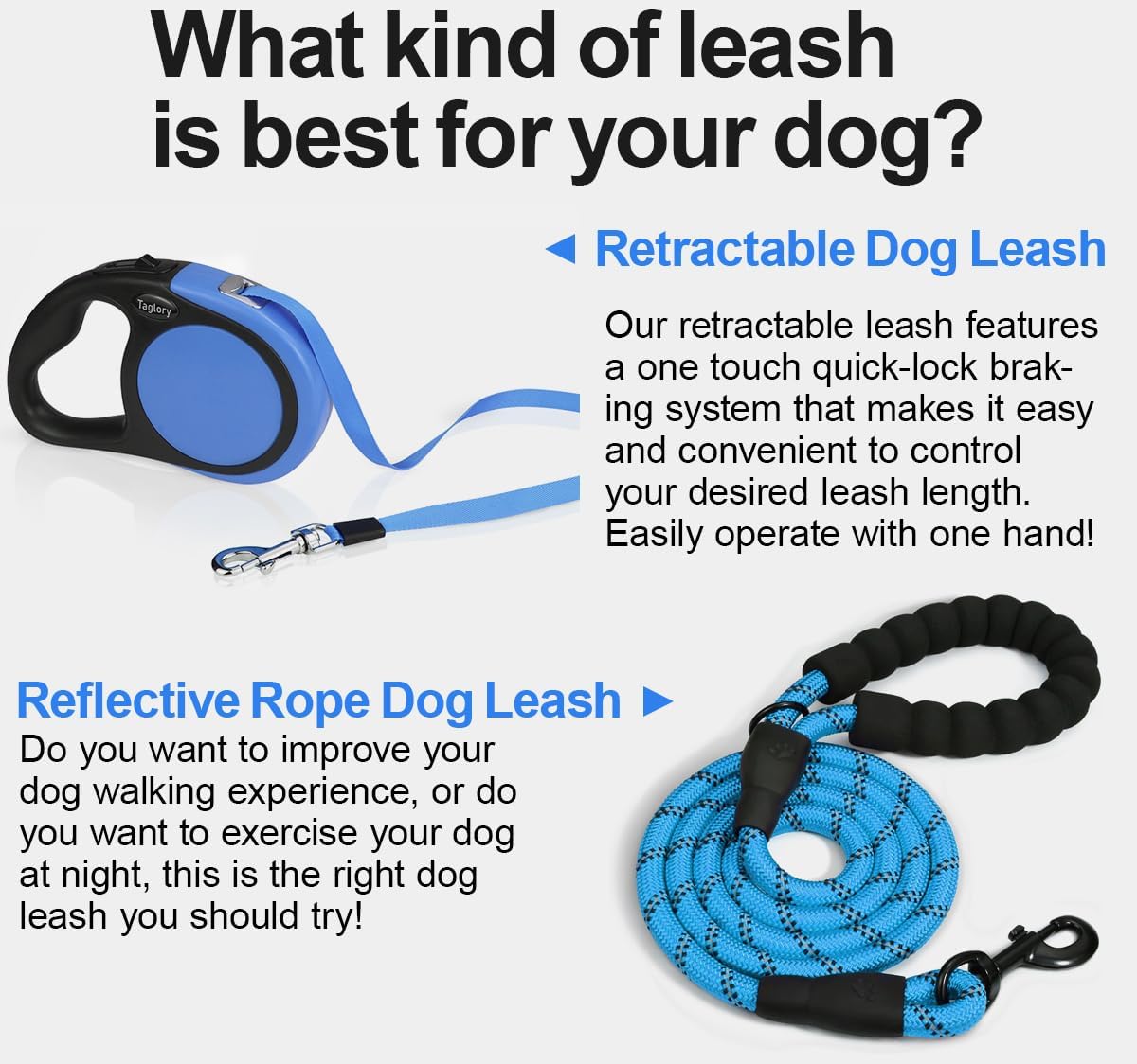 Retractable Dog Leash, One-Handed Brake, 16ft, Up to 44 lbs, Pink