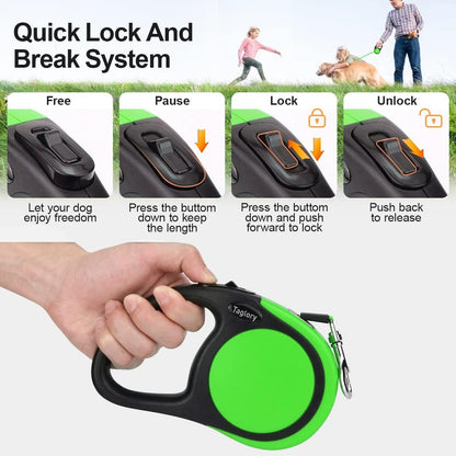 Retractable Dog Leash, One-Handed Brake, 16ft, Up to 44 lbs, Pink
