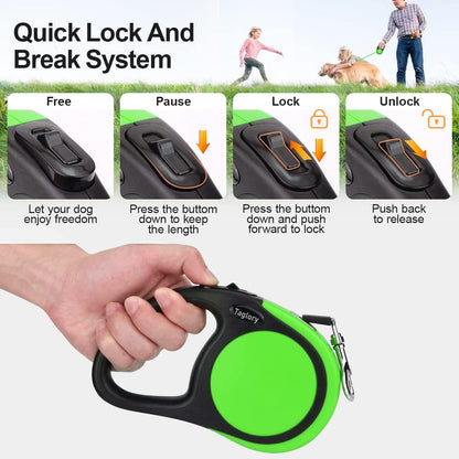 Retractable Dog Leash, One-Handed Brake, 16ft, Up to 44 lbs, Pink