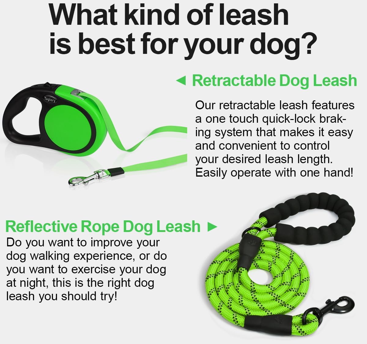 Retractable Dog Leash, One-Handed Brake, 16ft, Up to 44 lbs, Pink