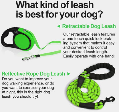 Retractable Dog Leash, One-Handed Brake, 16ft, Up to 44 lbs, Pink