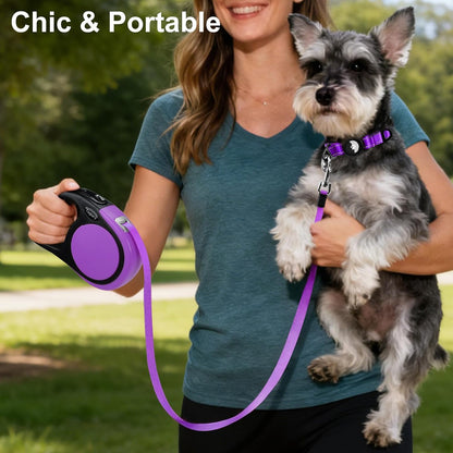 Retractable Dog Leash, One-Handed Brake, 16ft, Up to 44 lbs, Pink