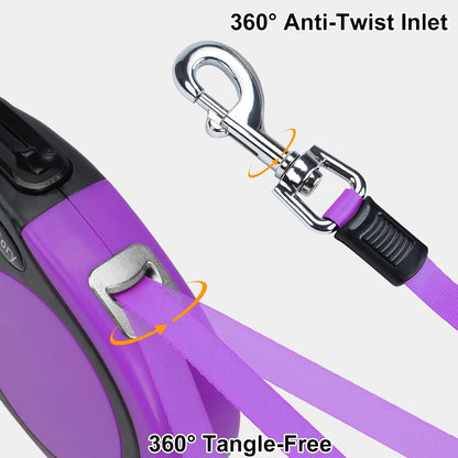 Retractable Dog Leash, One-Handed Brake, 16ft, Up to 44 lbs, Pink
