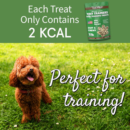 Real Meat Tiny Trainer Bites Dog Treats - 1lb of USA-Made Soft & Chewy Air-Dried Beef Training Treats for Dogs & Puppies - All-Natural Grain-Free Dog Training Treats With Free-Range Grass-Fed Beef