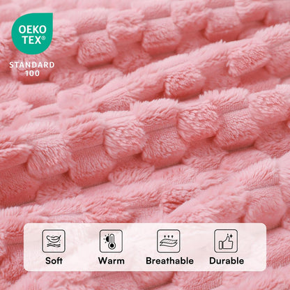 300GSM Fleece Dog Blanket Washable Soft Pcs3-Grey/White/Pink, S