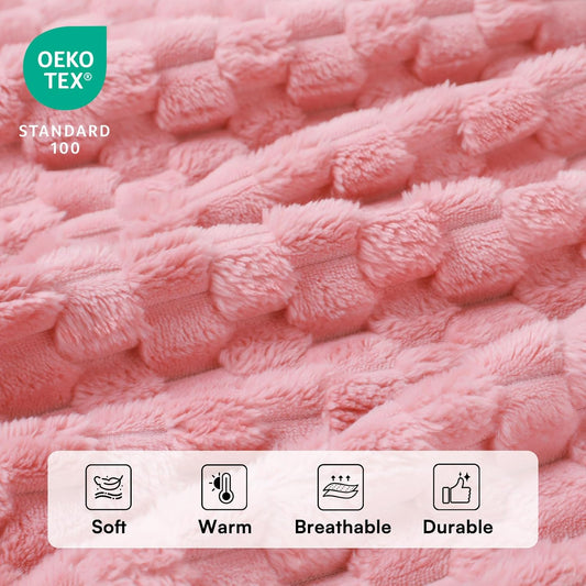 300GSM Fleece Dog Blanket Washable Soft Pcs3-Grey/White/Pink, S