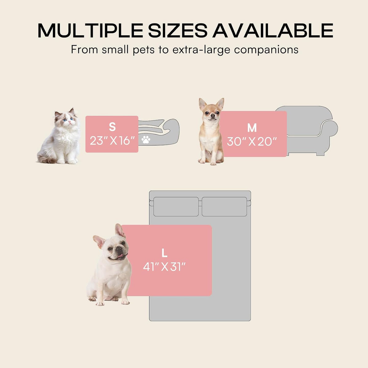 300GSM Fleece Dog Blanket Washable Soft Pcs3-Grey/White/Pink, S