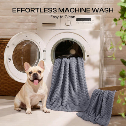300GSM Fleece Dog Blanket Washable Soft Pcs3-Grey/White/Pink, S