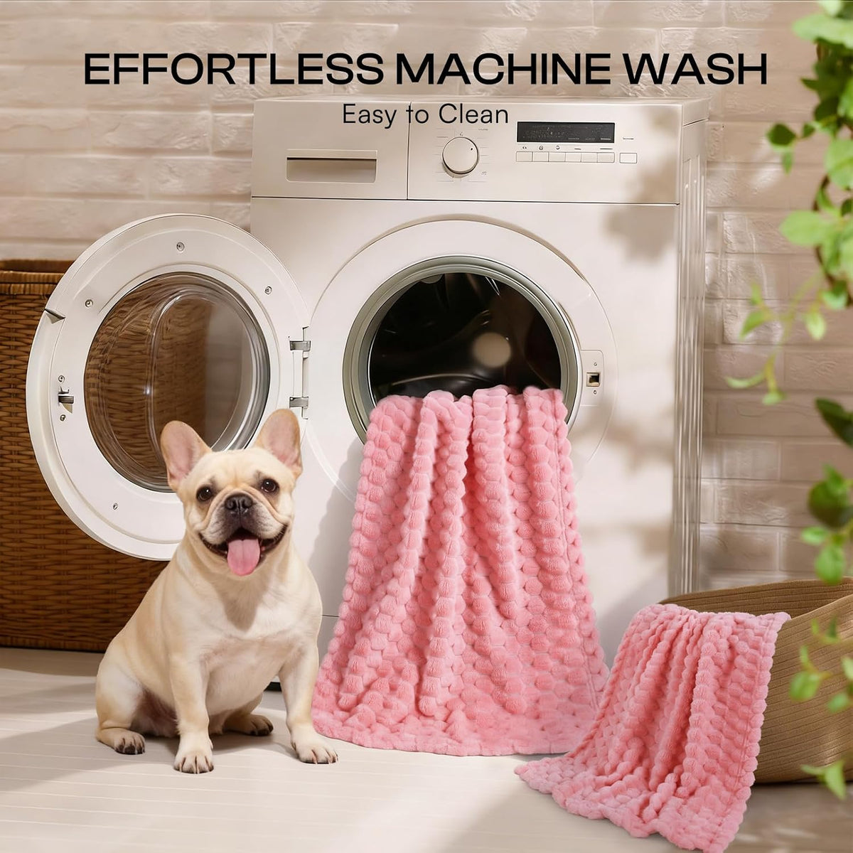300GSM Fleece Dog Blanket Washable Soft Pcs3-Grey/White/Pink, S