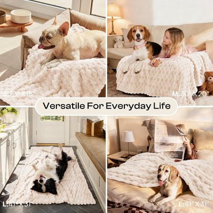 300GSM Fleece Dog Blanket Washable Soft Pcs3-Grey/White/Pink, S