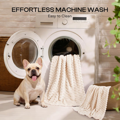 300GSM Fleece Dog Blanket Washable Soft Pcs3-Grey/White/Pink, S