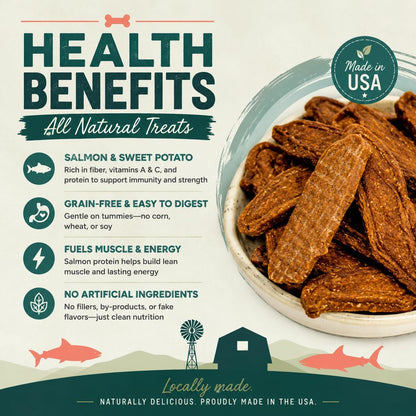 Salmon & Sweet Potato Fillets for Dogs – 8 oz, All-Natural Soft Chews, Wild-Caught Alaskan Salmon, Limited-Ingredient Dog Treats, Made in USA