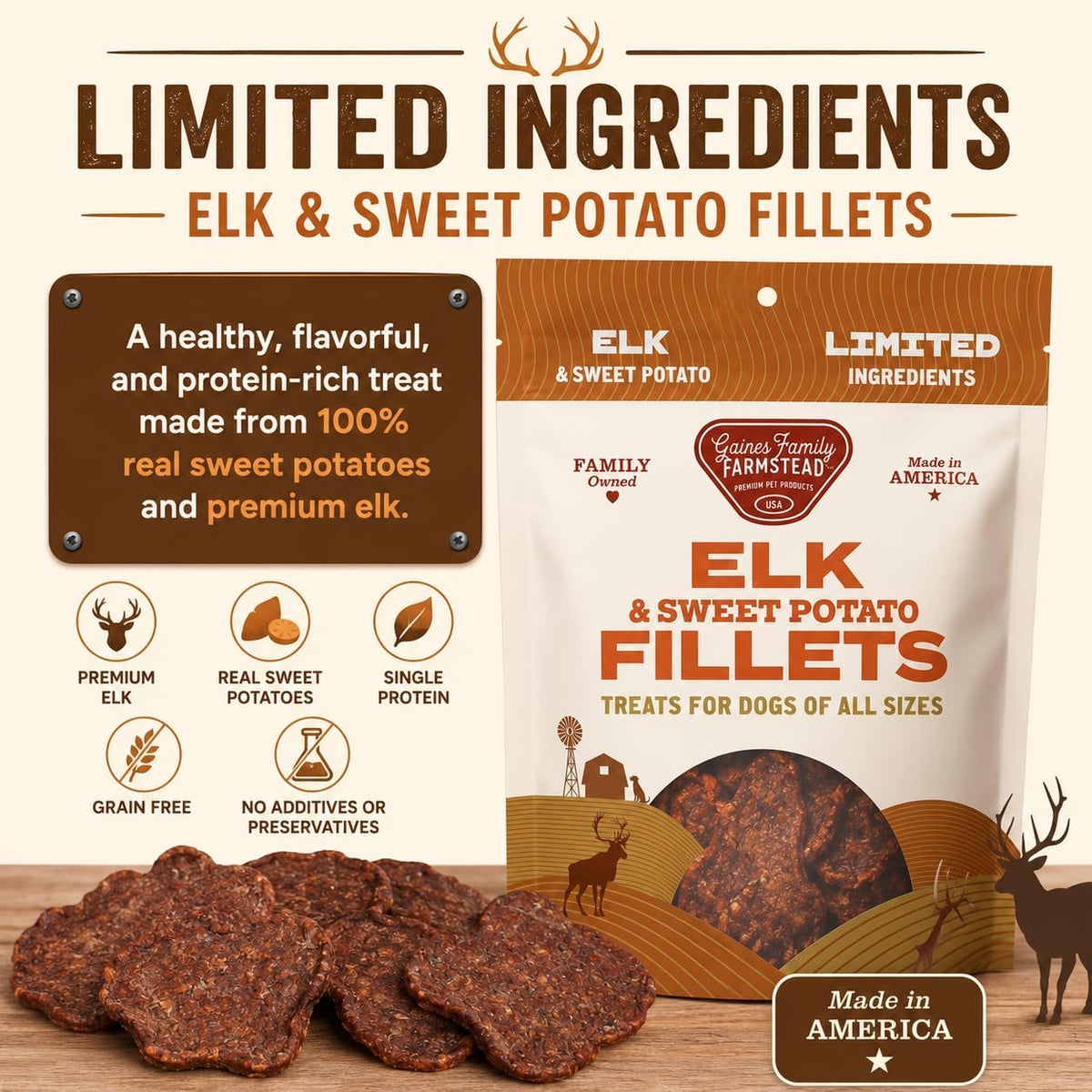 Salmon & Sweet Potato Fillets for Dogs – 8 oz, All-Natural Soft Chews, Wild-Caught Alaskan Salmon, Limited-Ingredient Dog Treats, Made in USA