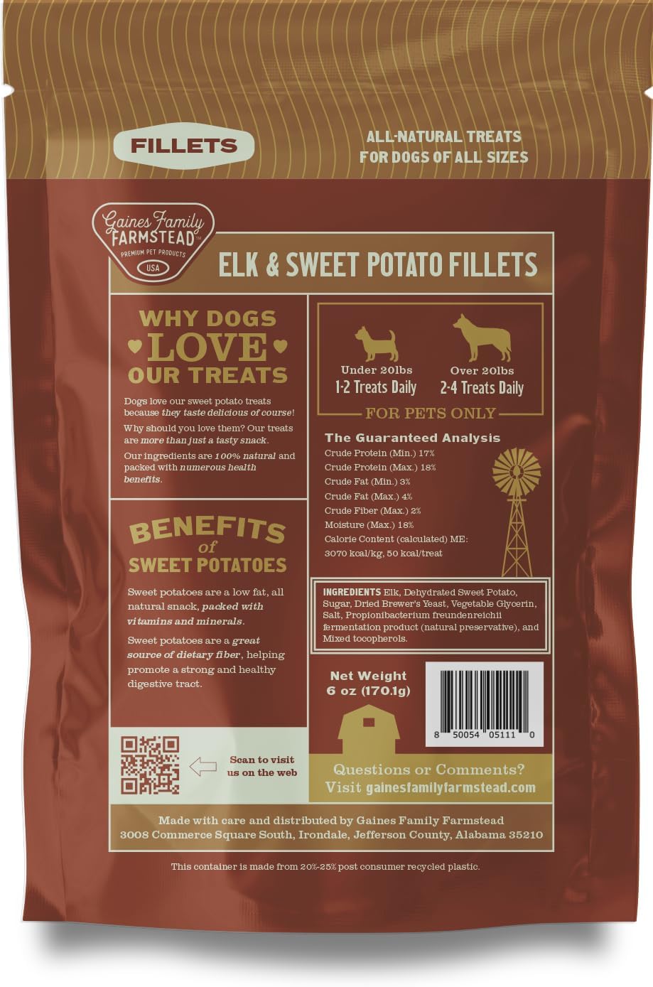 Salmon & Sweet Potato Fillets for Dogs – 8 oz, All-Natural Soft Chews, Wild-Caught Alaskan Salmon, Limited-Ingredient Dog Treats, Made in USA