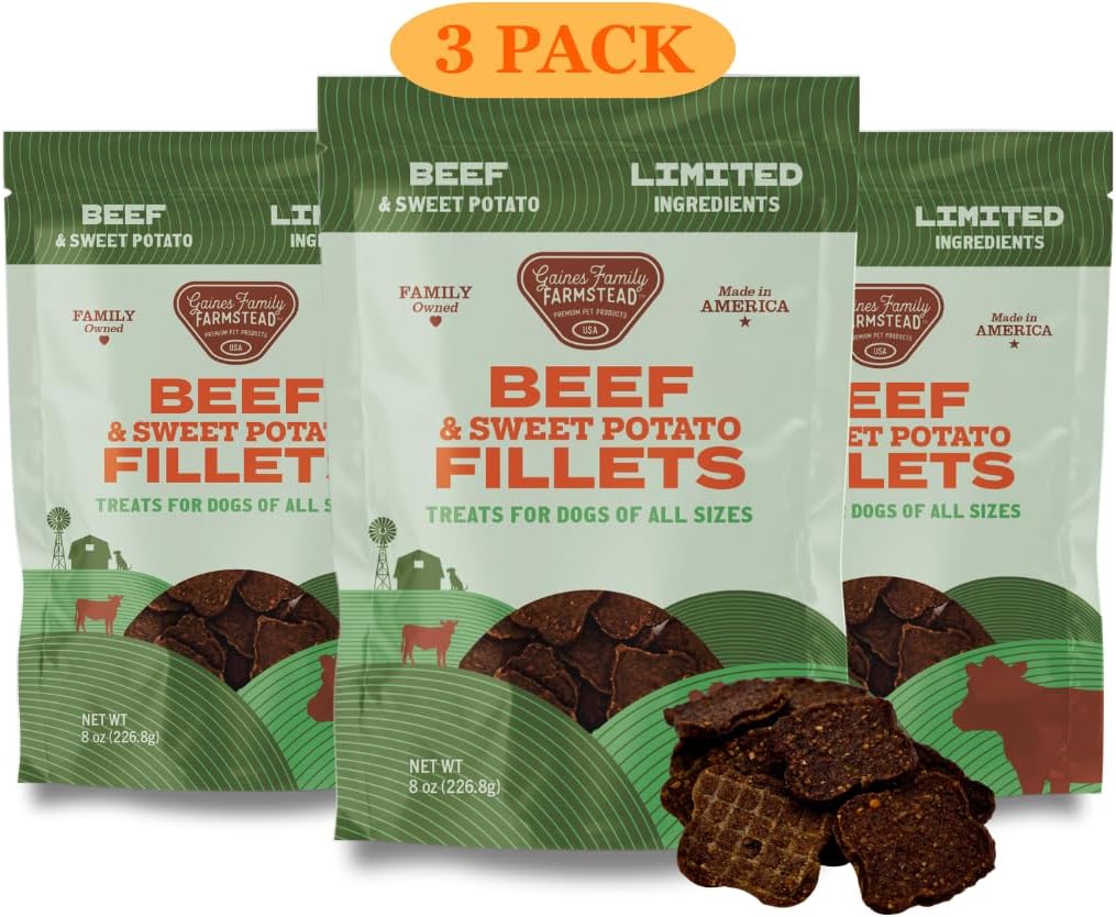 Salmon & Sweet Potato Fillets for Dogs – 8 oz, All-Natural Soft Chews, Wild-Caught Alaskan Salmon, Limited-Ingredient Dog Treats, Made in USA
