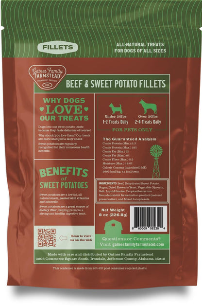 Salmon & Sweet Potato Fillets for Dogs – 8 oz, All-Natural Soft Chews, Wild-Caught Alaskan Salmon, Limited-Ingredient Dog Treats, Made in USA