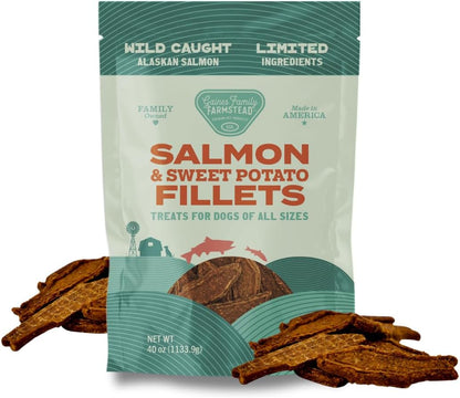 Salmon & Sweet Potato Fillets for Dogs – 8 oz, All-Natural Soft Chews, Wild-Caught Alaskan Salmon, Limited-Ingredient Dog Treats, Made in USA