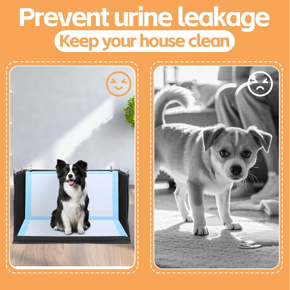 Dog Pee Pad Holder with High Walls, No-Spill Indoor Potty for Large Dogs, Foldable Puppy Litter Box, Patent Pending (33.8" L x 28" W x 17.7" H)