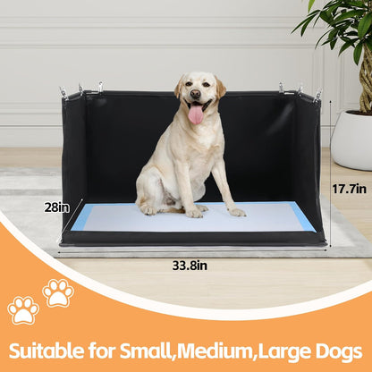 Dog Pee Pad Holder with High Walls, No-Spill Indoor Potty for Large Dogs, Foldable Puppy Litter Box, Patent Pending (33.8" L x 28" W x 17.7" H)