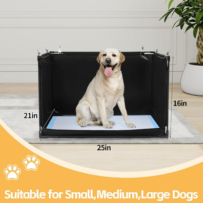 Dog Pee Pad Holder with High Walls, No-Spill Indoor Potty for Large Dogs, Foldable Puppy Litter Box, Patent Pending (33.8" L x 28" W x 17.7" H)