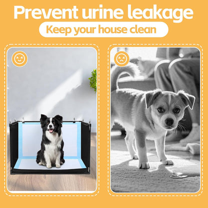 Dog Pee Pad Holder with High Walls, No-Spill Indoor Potty for Large Dogs, Foldable Puppy Litter Box, Patent Pending (33.8" L x 28" W x 17.7" H)