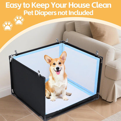 Dog Pee Pad Holder with High Walls, No-Spill Indoor Potty for Large Dogs, Foldable Puppy Litter Box, Patent Pending (33.8" L x 28" W x 17.7" H)