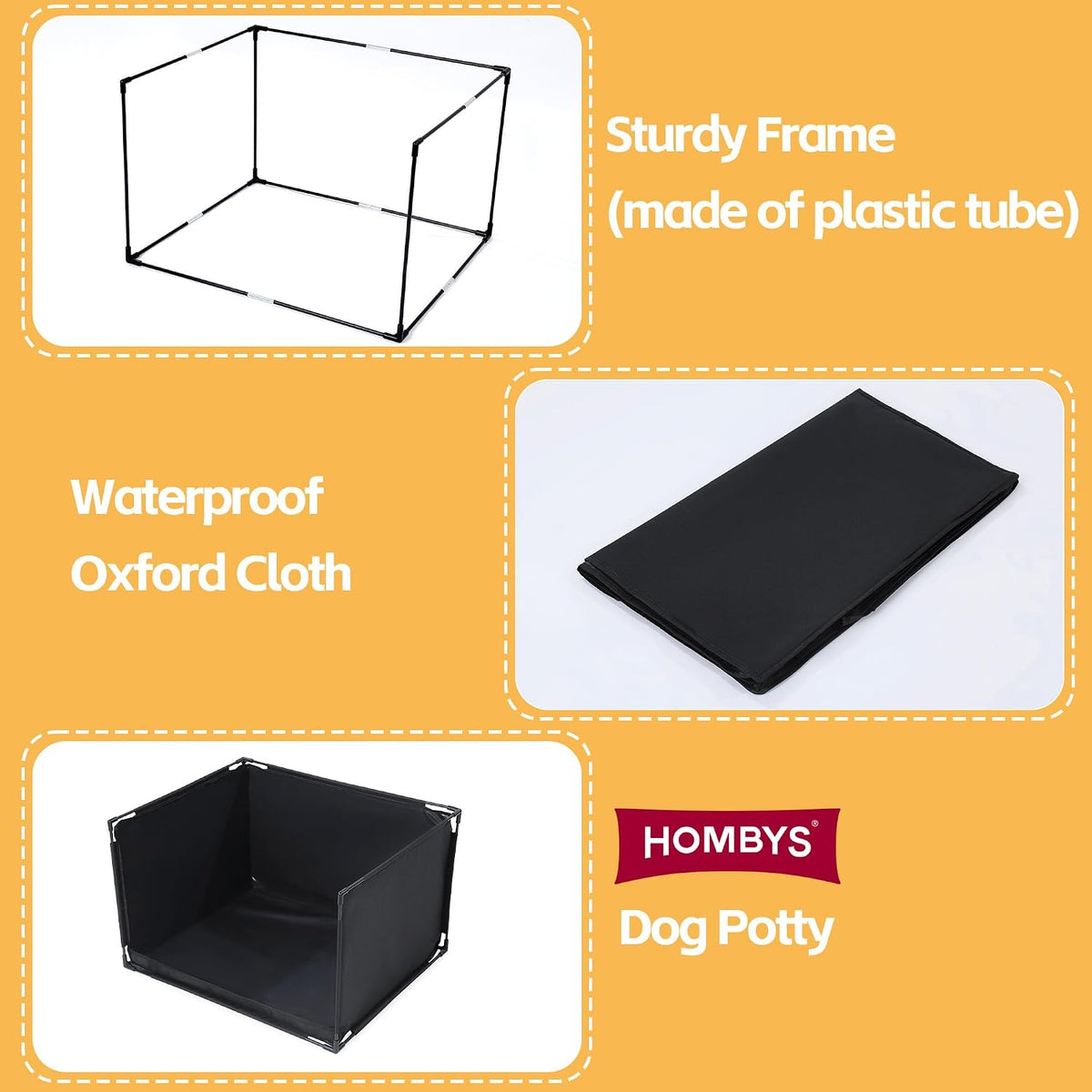 Dog Pee Pad Holder with High Walls, No-Spill Indoor Potty for Large Dogs, Foldable Puppy Litter Box, Patent Pending (33.8" L x 28" W x 17.7" H)