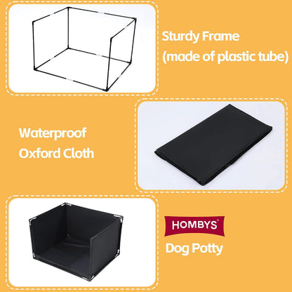 Dog Pee Pad Holder with High Walls, No-Spill Indoor Potty for Large Dogs, Foldable Puppy Litter Box, Patent Pending (33.8" L x 28" W x 17.7" H)