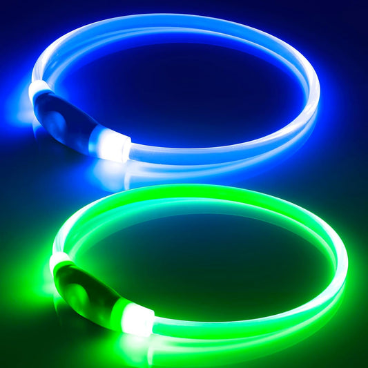 Light Up Dog Collar 2-Pack, USB Rechargeable for Small to Large Dogs