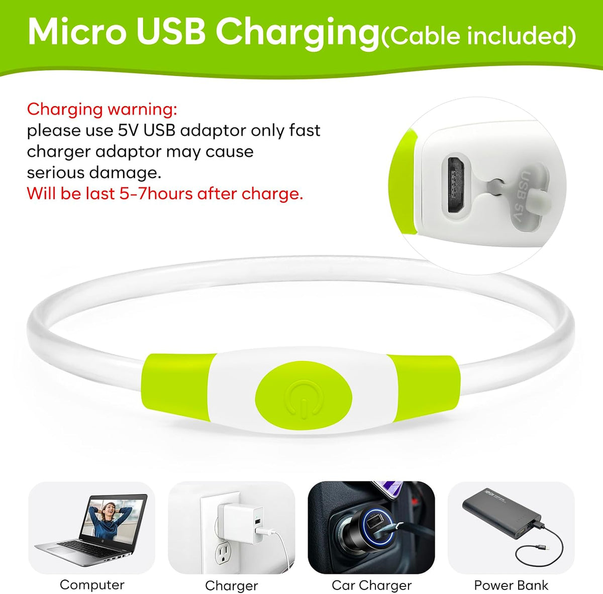 Light Up Dog Collar 2-Pack, USB Rechargeable for Small to Large Dogs