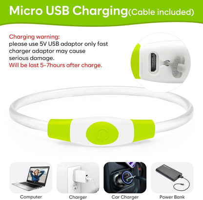 Light Up Dog Collar 2-Pack, USB Rechargeable for Small to Large Dogs