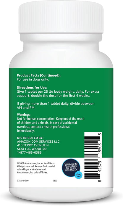 Dog Hip & Joint Daily Chewable Tablets, with Glucosamine, MSM, and Chondroitin, Duck Flavored, (Previously Solimo)