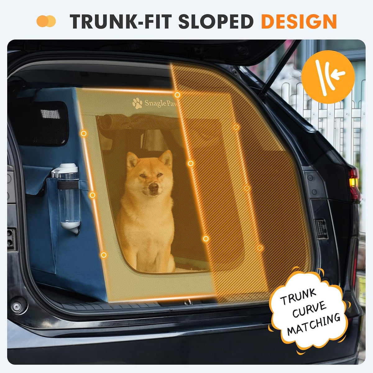Portable Dog Crate for Car Travel, Collapsible Large Dog Travel Crate with Metal Frame & 3-Door Mesh Windows, Secures in Trunk/Backseat, Soft-Sided Kennel Carrier for Medium Large Dogs-XL