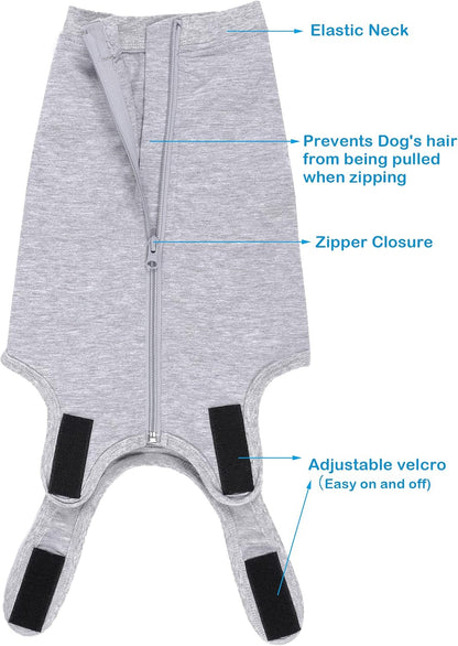 Dog Surgery Recovery Suit - After Spay, Abdominal Wounds Post Surgical Recovery, Anti Licking Breathable Dog Onesies for Small, Medium & Large Pet, Alternative Bandages Cone E-Collar