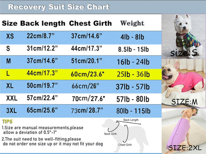 Dog Surgery Recovery Suit - After Spay, Abdominal Wounds Post Surgical Recovery, Anti Licking Breathable Dog Onesies for Small, Medium & Large Pet, Alternative Bandages Cone E-Collar