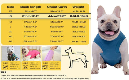 Dog Surgery Recovery Suit - After Spay, Abdominal Wounds Post Surgical Recovery, Anti Licking Breathable Dog Onesies for Small, Medium & Large Pet, Alternative Bandages Cone E-Collar