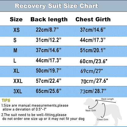 Dog Surgery Recovery Suit - After Spay, Abdominal Wounds Post Surgical Recovery, Anti Licking Breathable Dog Onesies for Small, Medium & Large Pet, Alternative Bandages Cone E-Collar