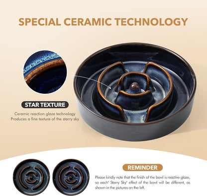 Raised Slow Feeder Dog Bowls, Elevated Dog Bowls Slow Feeder Set
