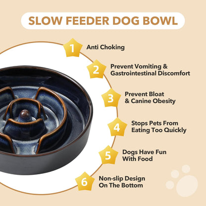 Raised Slow Feeder Dog Bowls, Elevated Dog Bowls Slow Feeder Set