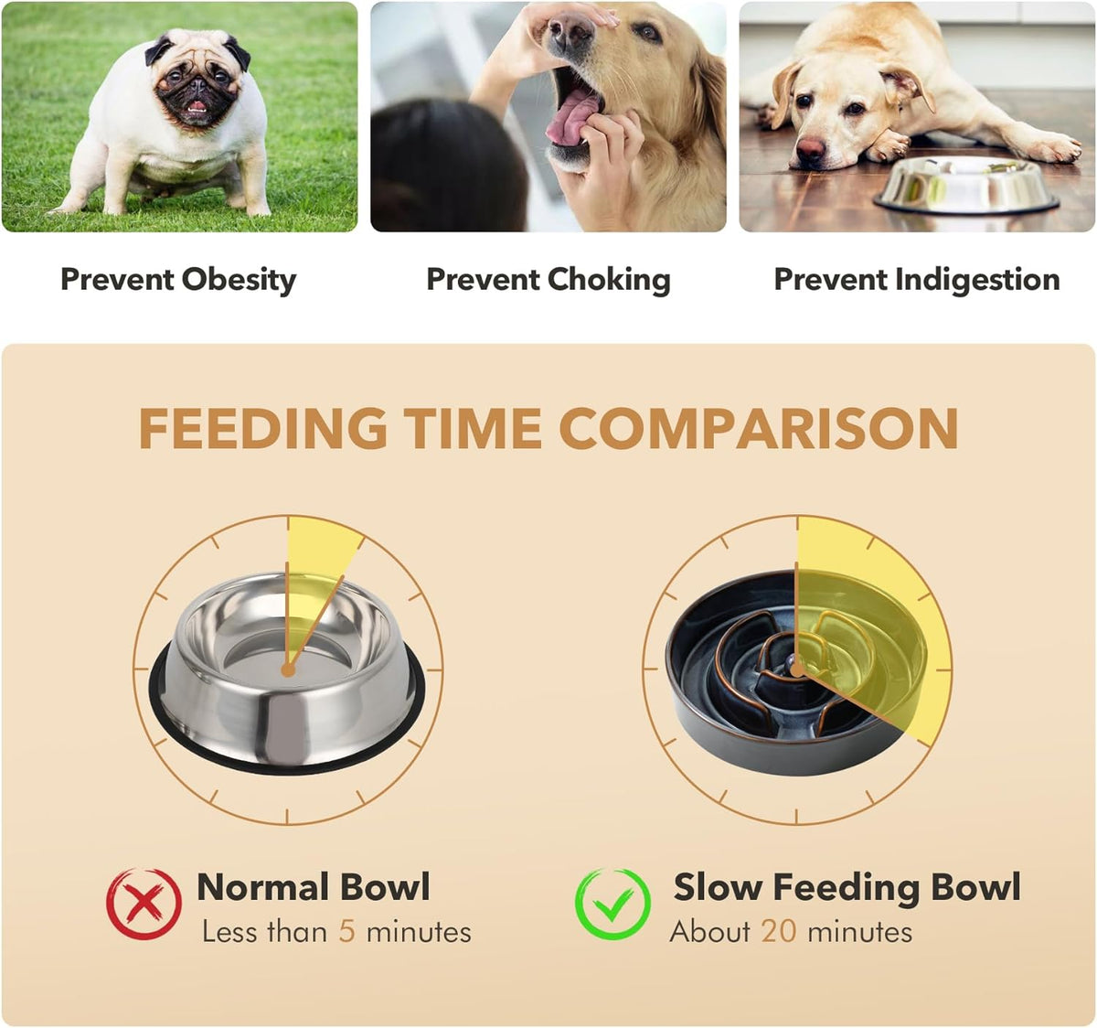 Raised Slow Feeder Dog Bowls, Elevated Dog Bowls Slow Feeder Set