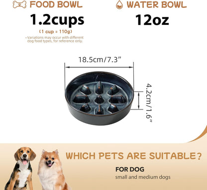 Raised Slow Feeder Dog Bowls, Elevated Dog Bowls Slow Feeder Set