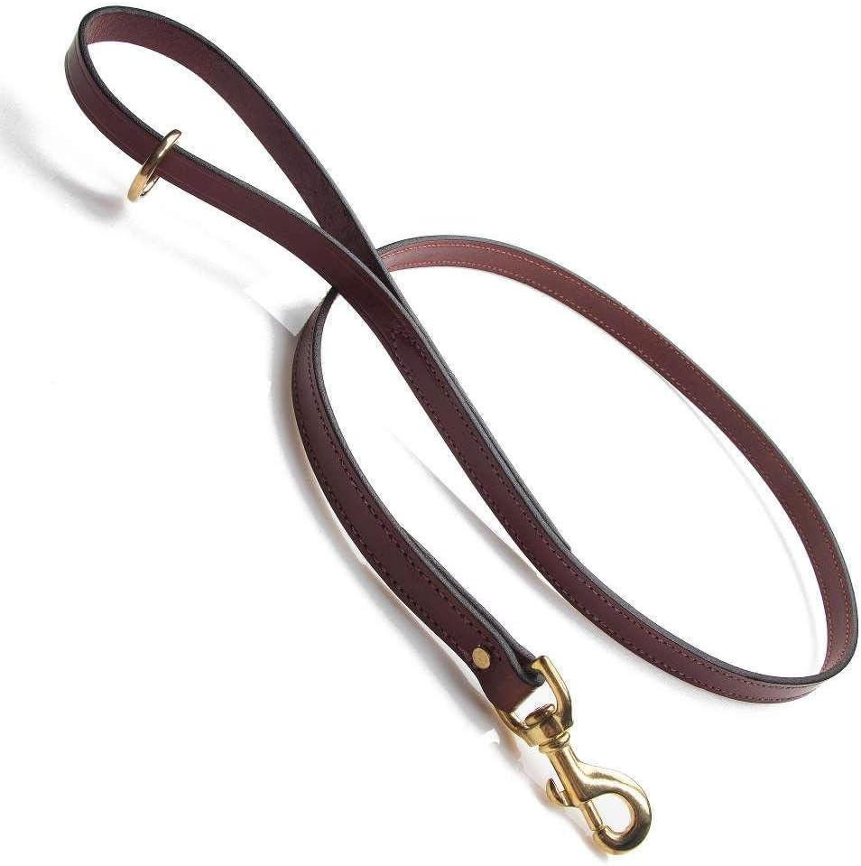 Leather Snap Leash - Dog Lead - Made in The USA - Chestnut, 3/4 in x 6 ft (Standard)