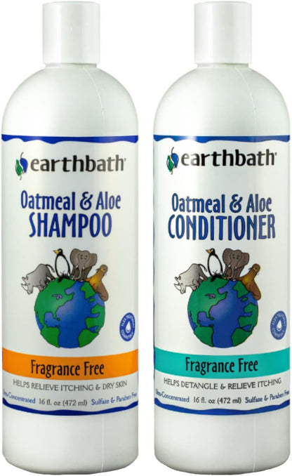 Oatmeal & Aloe Dog Shampoo and Conditioner, 16 Oz (1 Set)