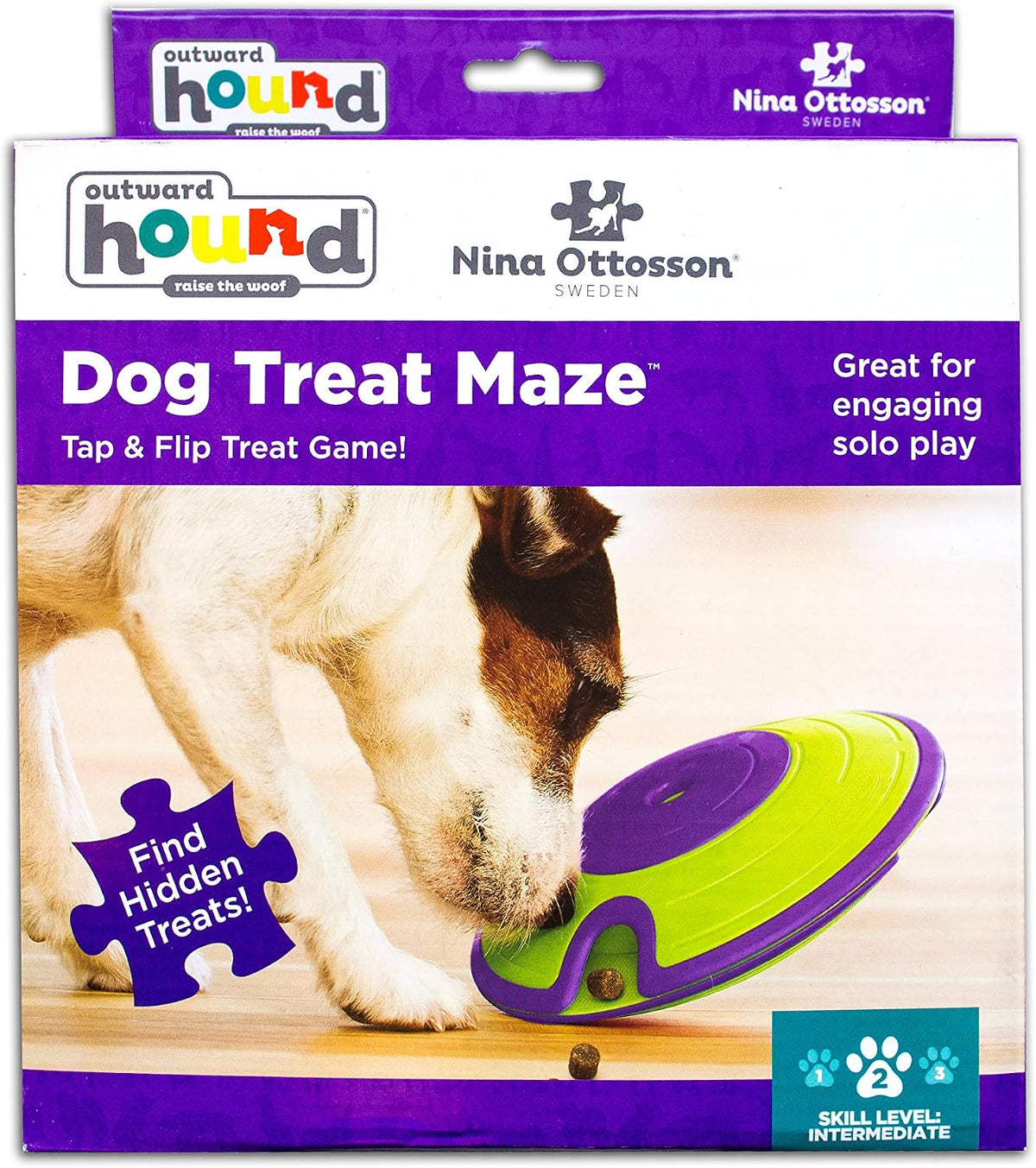 Nina Ottosson Dog Treat Maze Dog Toy, Tap & Flip, 7.5"