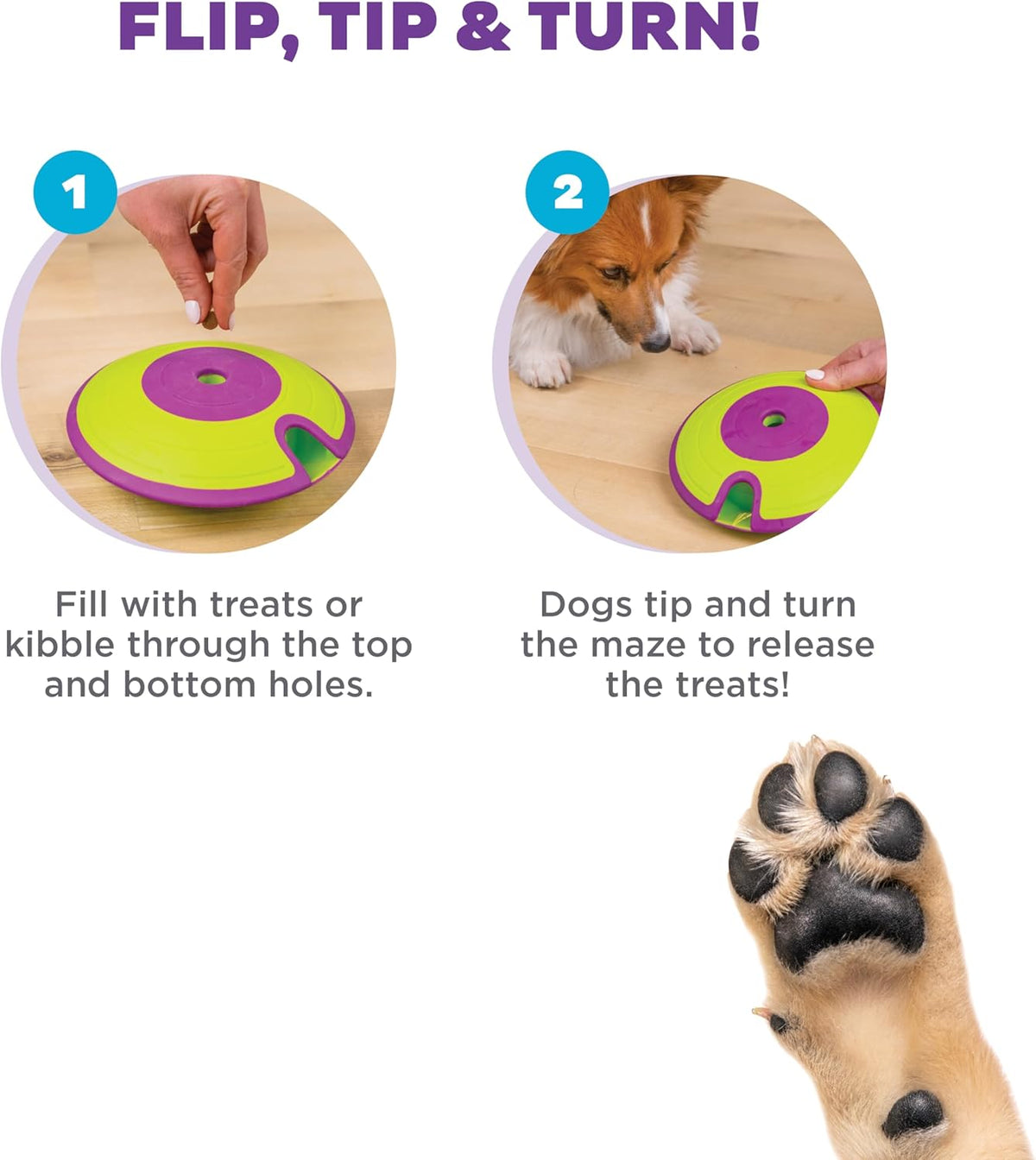 Nina Ottosson Dog Treat Maze Dog Toy, Tap & Flip, 7.5"