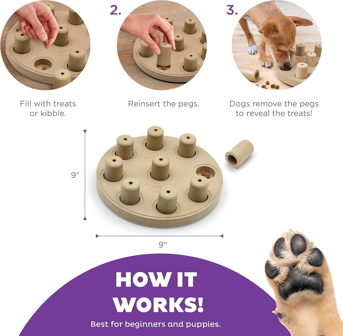 Nina Ottosson Dog Treat Maze Dog Toy, Tap & Flip, 7.5"