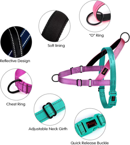 No Pull Dog Harness for Medium Dogs, Soft Padded Handle, Dark Green,M